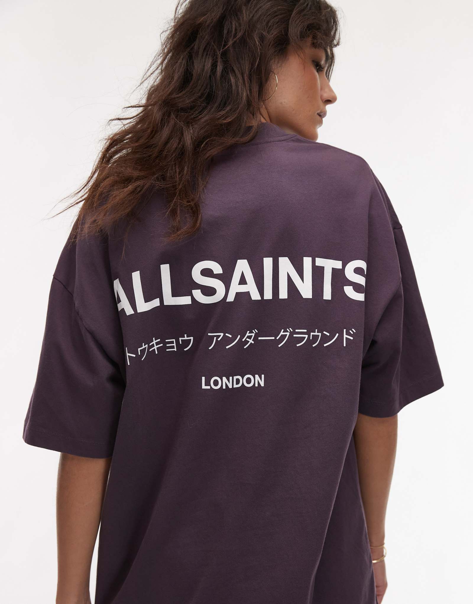 Футболка оверсайз AllSaints Underground космического фиолетового цвета