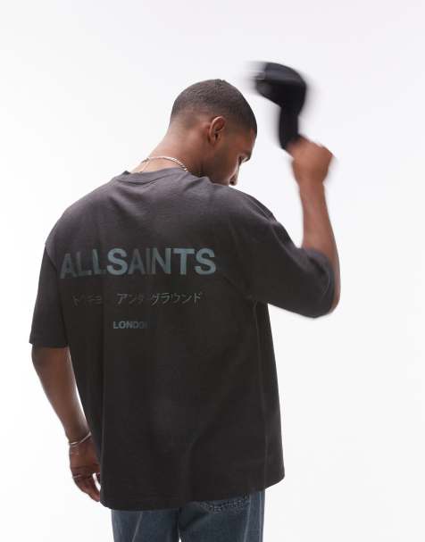 AllSaints Underground oversized t-shirt in dark grey marl - view 1