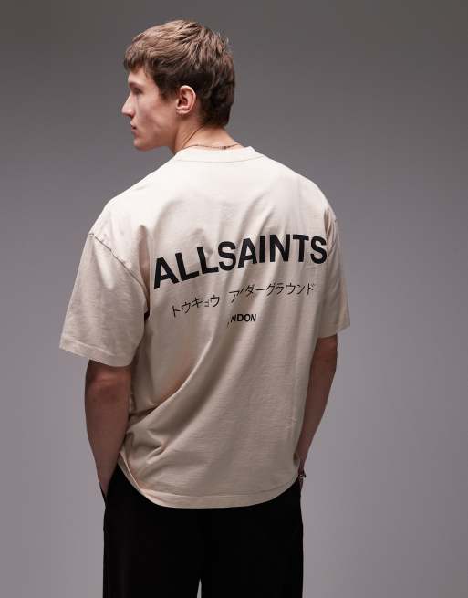 AllSaints Underground oversized t-shirt in dusty light brown