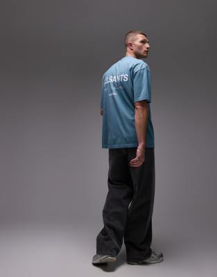 Allsaints Underground Oversized T-shirt In Blue