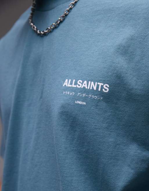 AllSaints Underground oversized T-shirt in eris blue