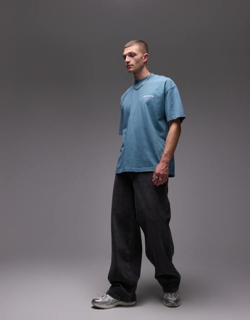 AllSaints Underground oversized T-shirt in eris blue