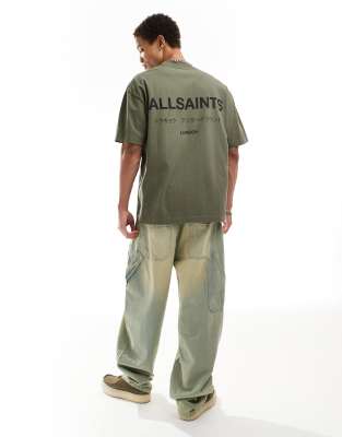 AllSaints AllSaints Underground oversized t-shirt in khaki exclusive to asos-Green