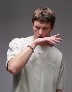 AllSaints Underground oversized t-shirt in kombu green