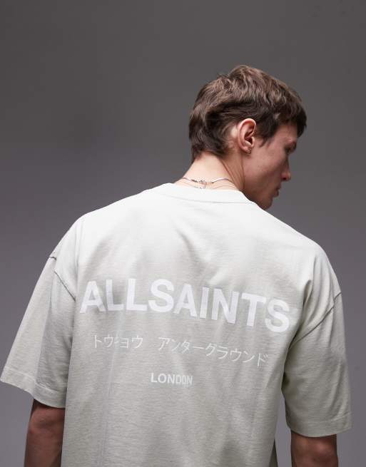 AllSaints Underground oversized t-shirt in kombu green, 3 of 4