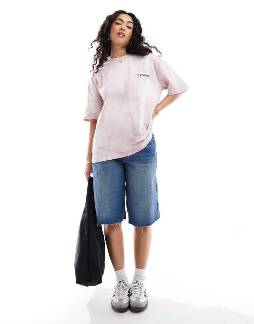 AllSaints Underground oversized t-shirt in lilac tie dye exclusive to ASOS