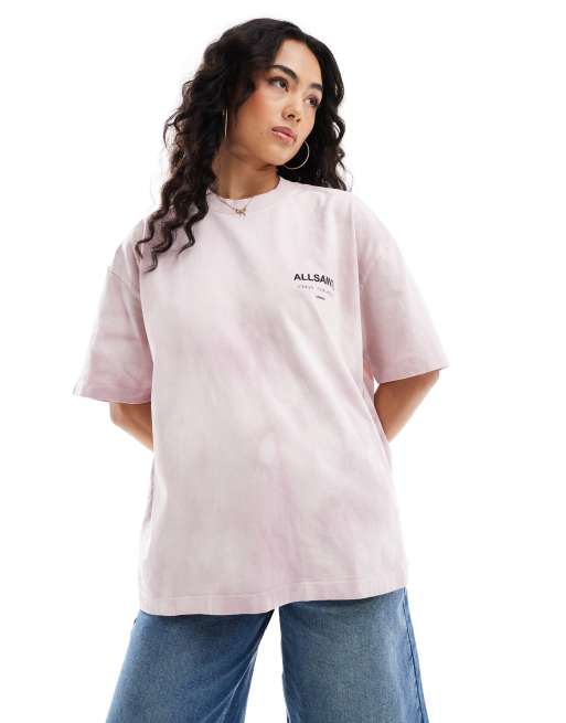 AllSaints Underground oversized t-shirt in lilac tie dye exclusive to ASOS