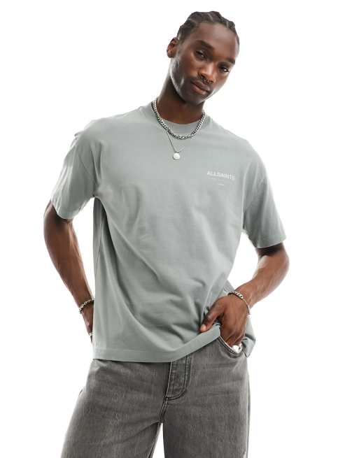 AllSaints Underground oversized t-shirt in metallic gray