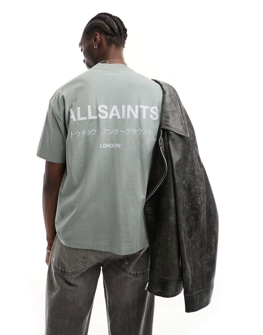AllSaints Underground oversized t-shirt in metallic grey