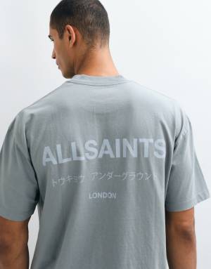 AllSaints Underground oversized t-shirt in metallic grey