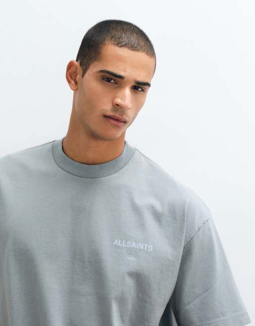 AllSaints Underground oversized t-shirt in metallic grey, 3 of 5