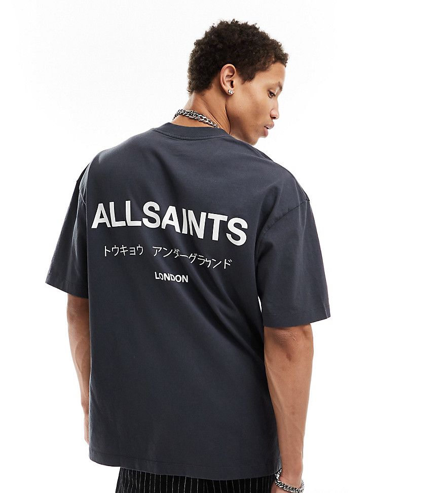 AllSaints Underground oversized t-shirt in night blue exclusive to asos