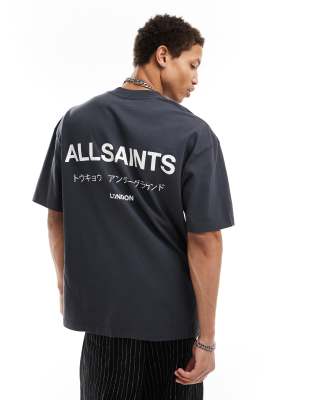 Allsaints Underground Oversized T Shirt In Night Blue Exclusive To Asos