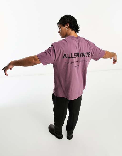 AllSaints Underground oversized t-shirt in purple