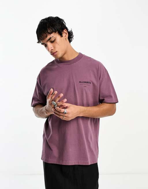 AllSaints Underground oversized t-shirt in purple | ASOS