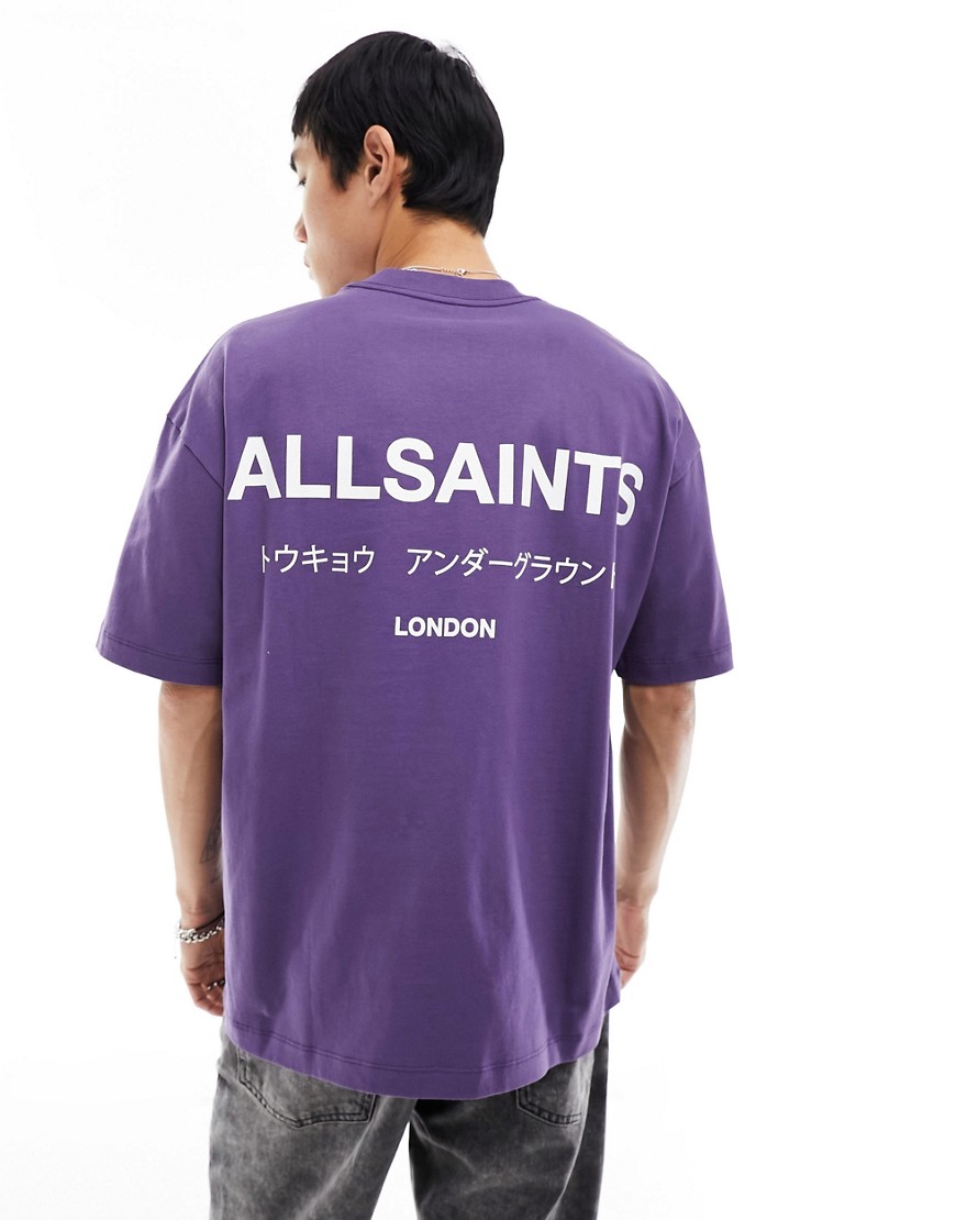 AllSaints Underground oversized t-shirt in purple