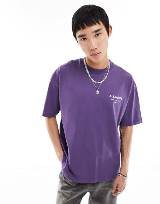AllSaints Underground oversized t-shirt in purple | ASOS