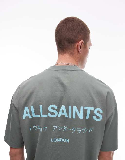 AllSaints Underground oversized T-shirt in smokey green