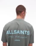 [AllSaints] AllSaints Underground oversized t-shirt in smokey green-Black XL Smokey Green