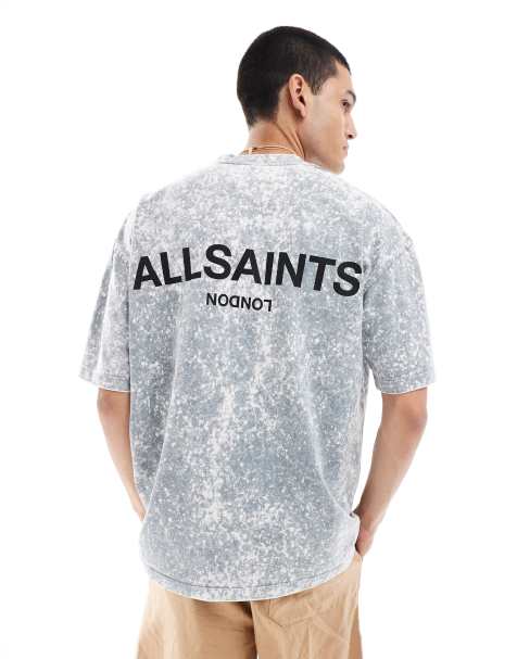 AllSaints Underground - Oversized T-shirt in stone wash grijs, exclusief bij ASOS - view 1