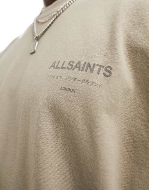 AllSaints Underground oversized t-shirt in stone