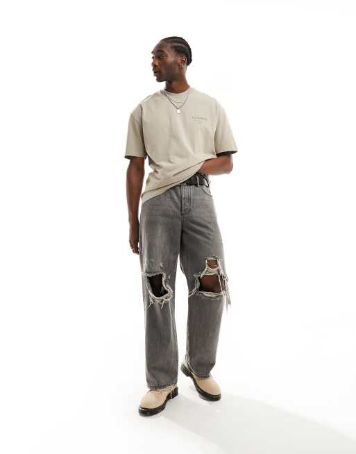 AllSaints Underground oversized t-shirt in stone
