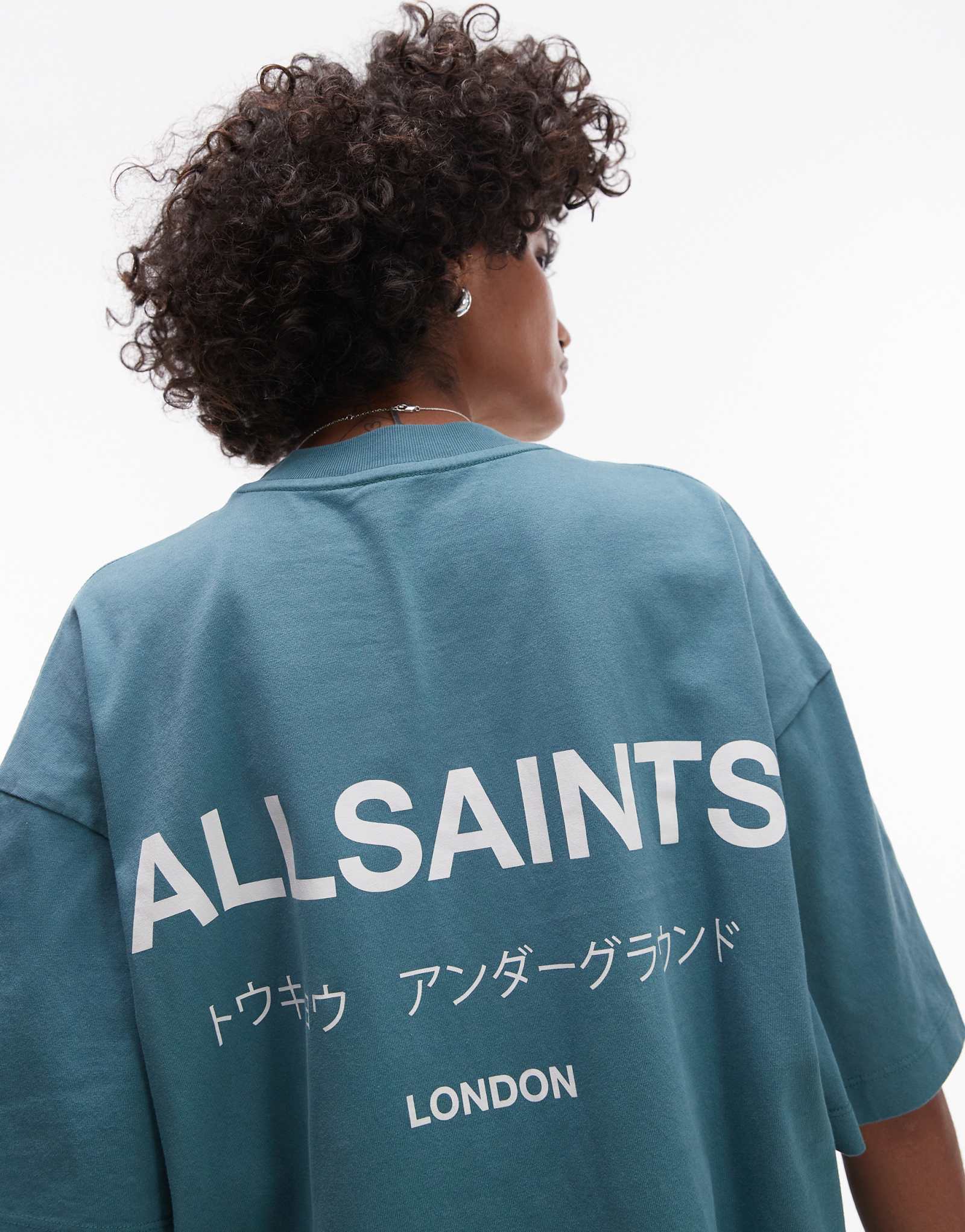 Футболка оверсайз AllSaints Underground бирюзового цвета эксклюзивно для ASOS