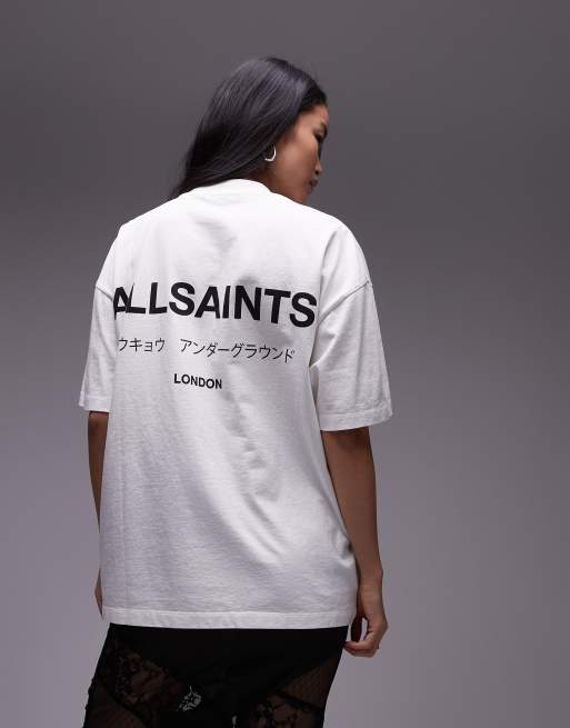  AllSaints Underground oversized t-shirt with back logo in white