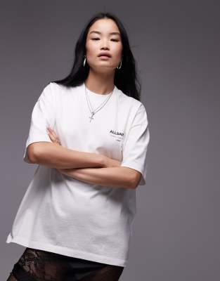 AllSaints Underground oversized T-shirt with back logo in white