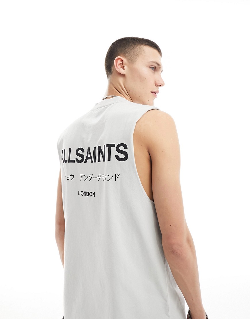 AllSaints Underground oversized vest in grey exclusive to asos