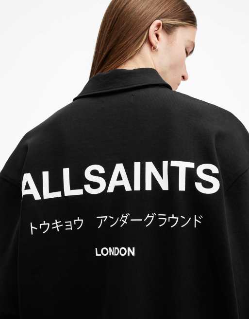 AllSaints – Underground – Polohemd in Tiefschwarz