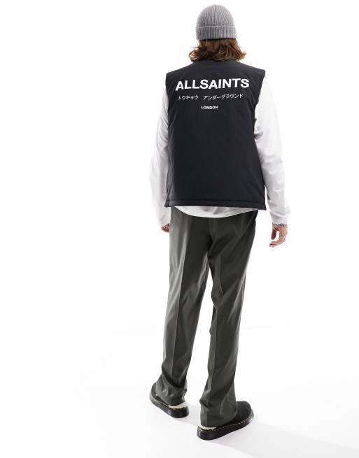 AllSaints Underground reversible vest in leopard print