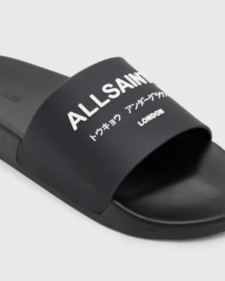 Allsaints Underground Logo Slip On Slides