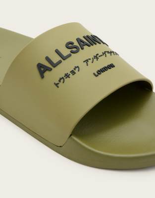 Allsaints Underground Logo Slip On Slides