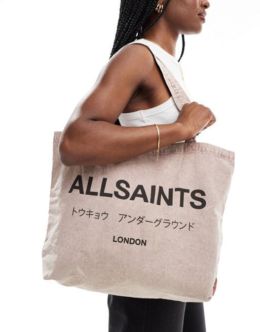  AllSaints Underground shopper tote in brown exclusive to asos