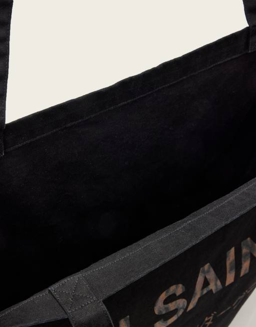 AllSaints - Underground - Shopper tote met luipaardlogo in zwart, 3 van 4