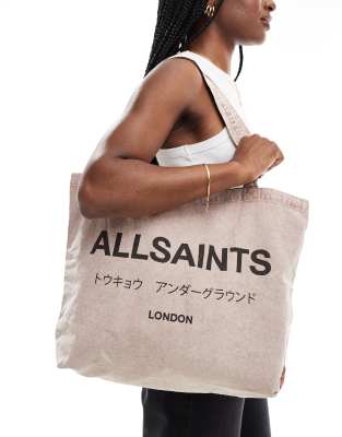 AllSaints - Underground - Shopper-Tragetasche in Braun, exklusiv bei ASOS-Brown