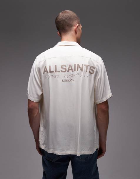 AllSaints Underground short sleeve shirt in sapped white - view 1