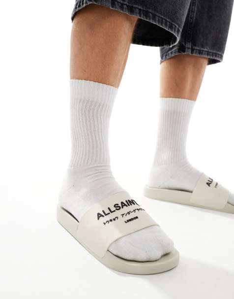 AllSaints – Underground – Slider aus Gummi in Weiß - view 1