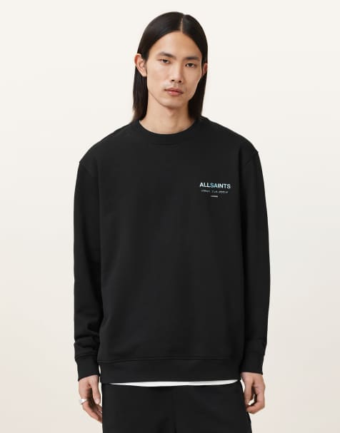 AllSaints - Underground - Sweat ras de cou - Noir de jais/bleu - view 1