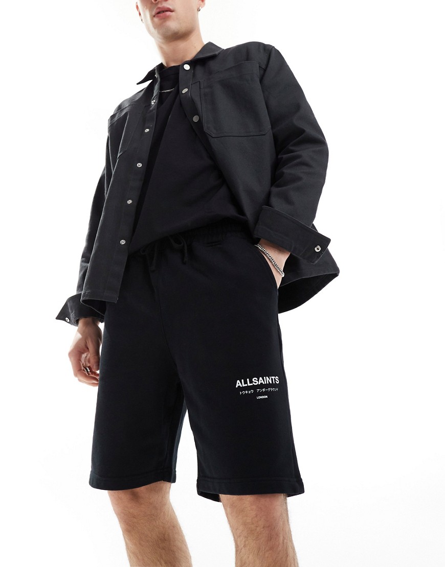 AllSaints Underground sweat shorts in black