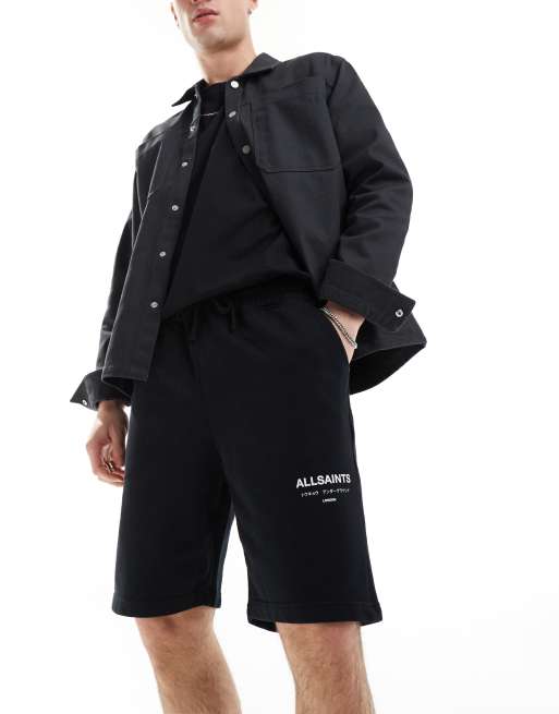 AllSaints Underground sweat shorts in black | ASOS