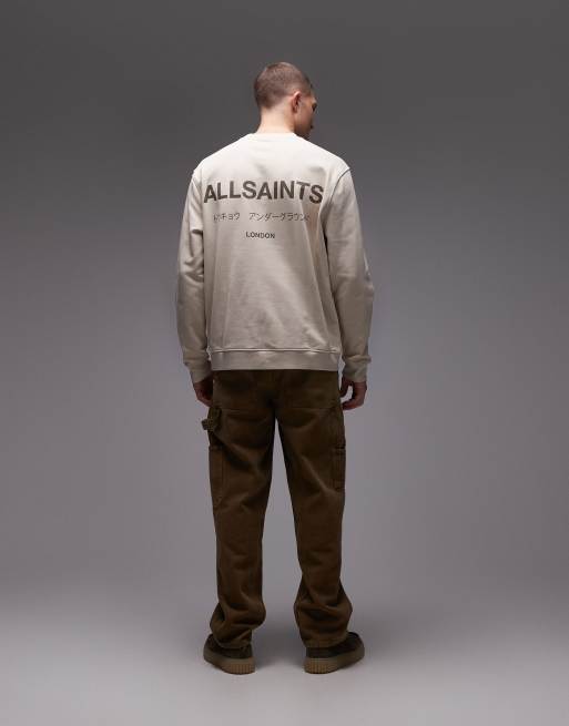 Sweat Oversize Homme Allsaints Helix Crew - Vintage Blanc/beige - Taille XS