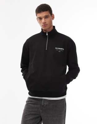 Underground - Sweatshirt in Schwarz mit kurzem Reißverschluss Schwarz 42