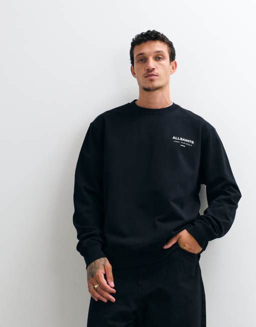 AllSaints Underground sweatshirt med grafisk logo, rund hals og rygprint i sort, 5 af 5