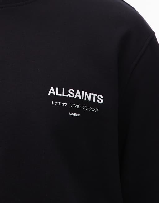 AllSaints - Underground - Sweatshirt met ronde hals in zwart, 5 van 5