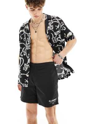 AllSaints Underground swim shorts in black