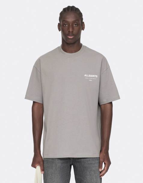 AllSaints Underground t-shirt à manches courtes col rond gris galet - view 1