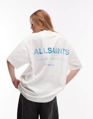 AllSaints - Underground - T-Shirt Aschweiß und Blau