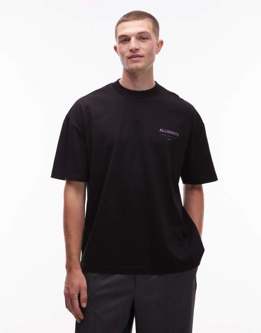 AllSaints Underground T-shirt in black & purple | ASOS